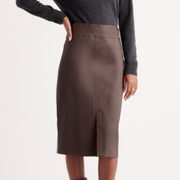 Quince Dresses & Skirts - Quince Wm's Stretch 100% Leather Pencil Skirt Size Small Brown #71